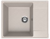 Односекционная кухонная мойка 605x485, глубина 180 мм реверсивная, кварц, цвет песок (Prima 605-10)