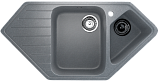 Мойка кухонная угловая, две чаши с крылом, искусственный камень, цвет графит (ES-25/342)
